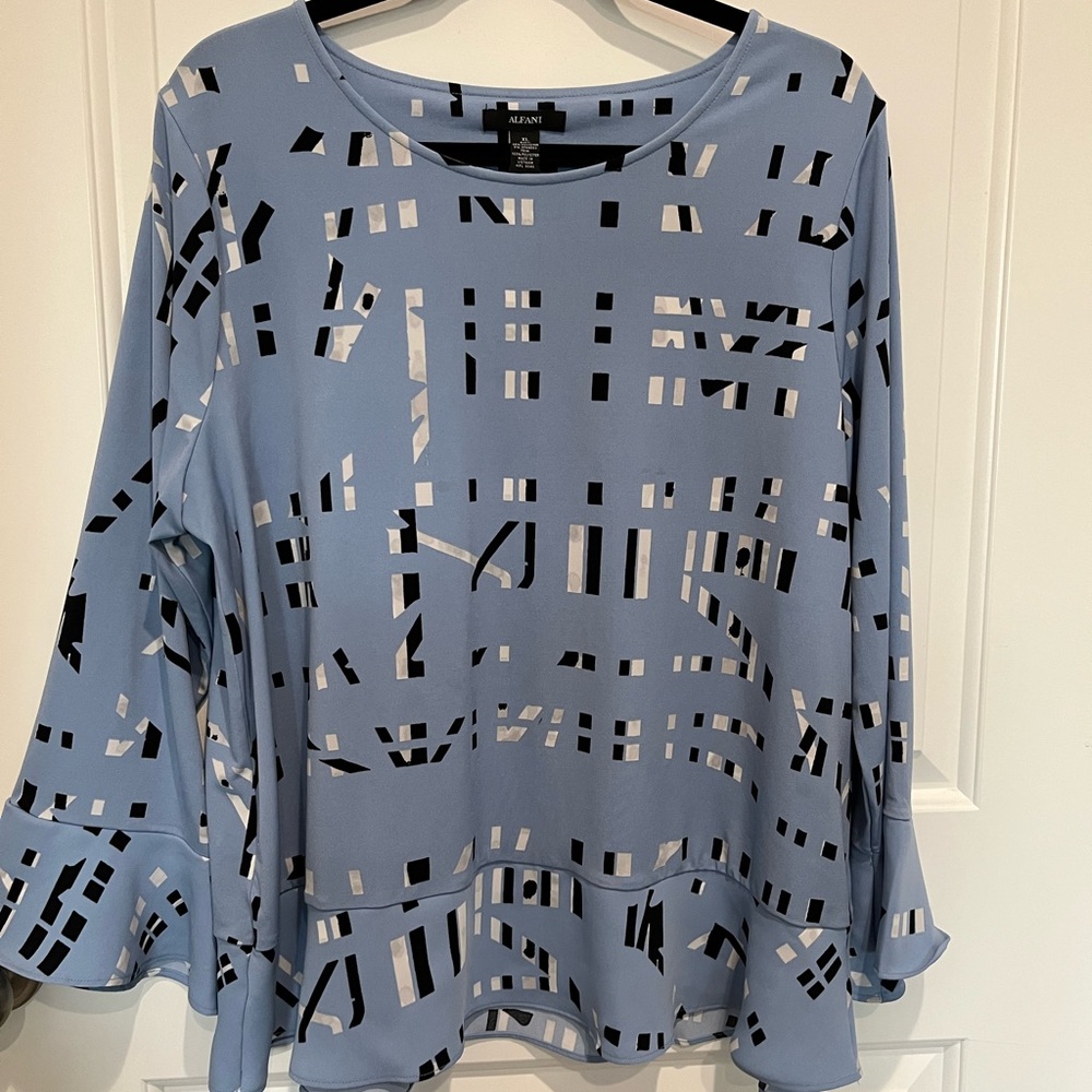 Alfani Abstract Blue Blouse